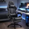 LEAN Silla de oficina y gaming giratoria con reposapiés y cojines, Negro