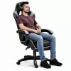 LEAN Silla de oficina y gaming giratoria con reposapiés y cojines Negro y gris