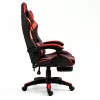 LEAN Silla de oficina y gaming giratoria con reposapiés y cojines, Negro y rojo