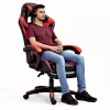 LEAN Silla de oficina y gaming giratoria con reposapiés y cojines, Negro y rojo
