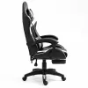 LEAN Silla de oficina y gaming giratoria con reposapiés y cojines, Negro y blanco