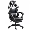 LEAN Silla de oficina y gaming giratoria con reposapiés y cojines, Negro y blanco