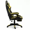 LEAN Silla de oficina y gaming giratoria con reposapiés y cojines, Negro y amarillo