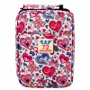LEAN Estuche con tres compartimentos, libro para colorear con flores, sacapuntas, goma de borrar, lápices de colores - 72 piezas