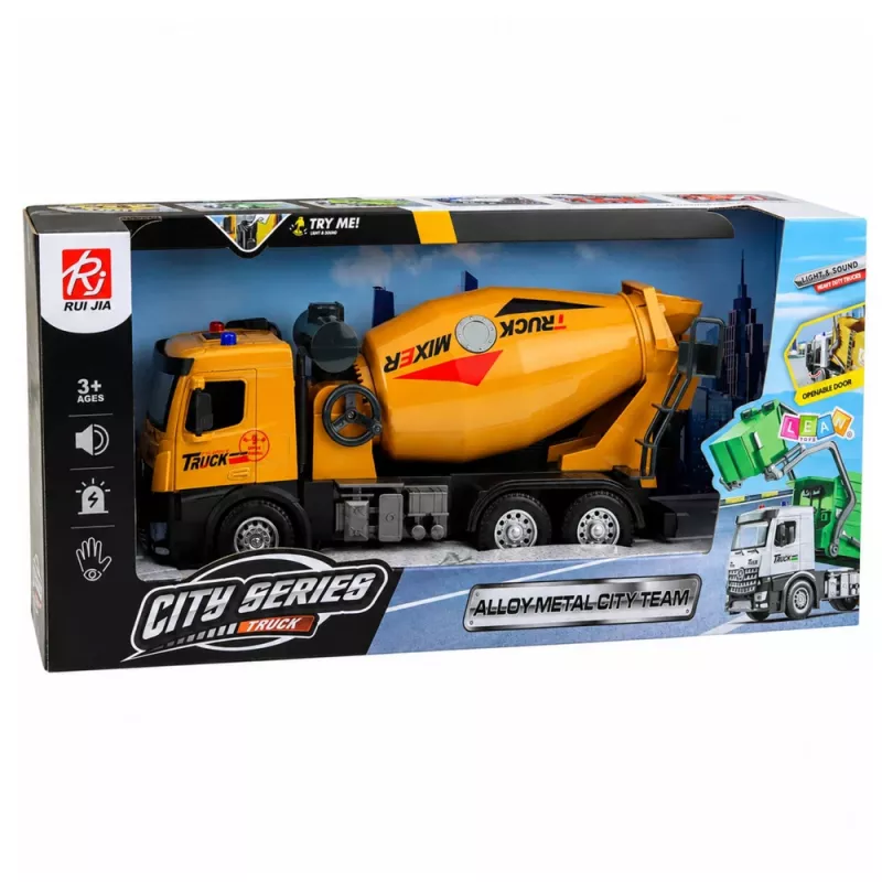 LEAN TOYS Camión hormigonera RC 1:12 - cabina metálica, luces, sonidos, 2,4 GHz, 30 m de alcance