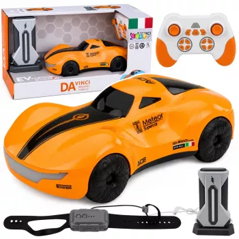 LEAN TOYS coche RC Drift 1:16 2,4 GHz 4WD con efecto de humo, luces LED y sonido, naranja