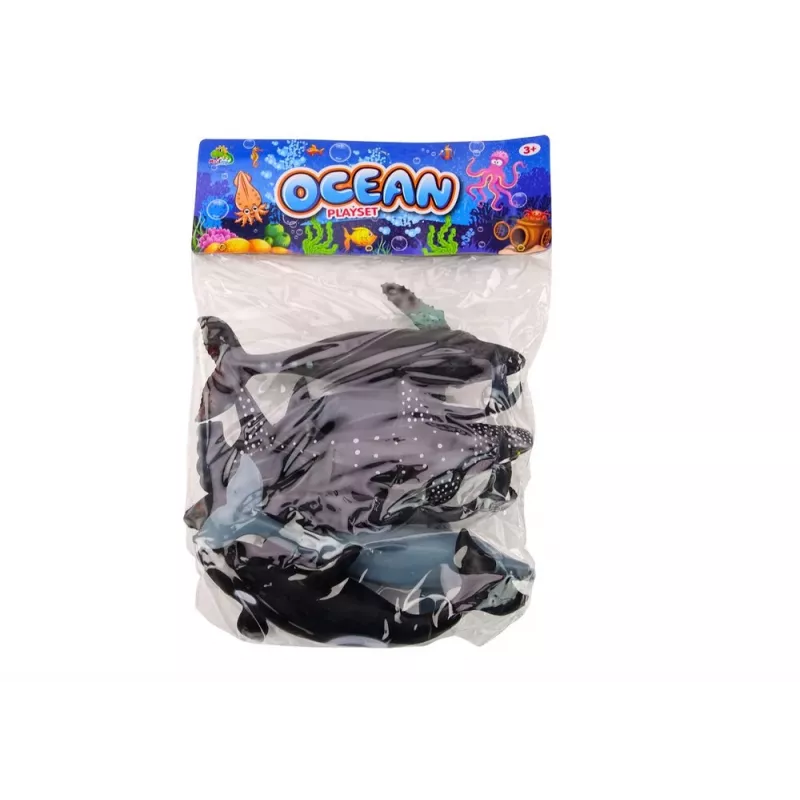 LEAN TOYS 17521 Set de 6 figuras de animales marinos - Orca, Tiburón, Ballena, Delfín, Tortuga y Manta - Multicolor