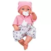 LEAN TOYS 24440 muñeca bebé con gorro, jersey y chupete, efectos de sonido (35 cm)