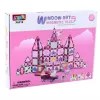 LEAN TOYS 25282 Set de bloques magnéticos con ventanas de colores y rotuladores rosas, 126 piezas, juguete creativo de arte