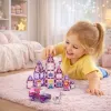 LEAN TOYS 25282 Set de bloques magnéticos con ventanas de colores y rotuladores rosas, 126 piezas, juguete creativo de arte