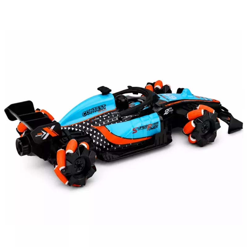 LEAN TOYS 29711 Coche acrobático RC 1:10 4WD con rotación 360°, luces LED y efecto de humo (Negro/Rojo)