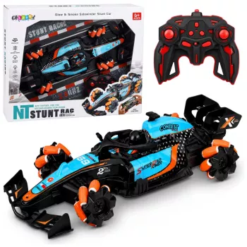 LEAN TOYS 29711 Coche acrobático RC 1:10 4WD con rotación 360°, luces LED y efecto de humo (Negro/Rojo)