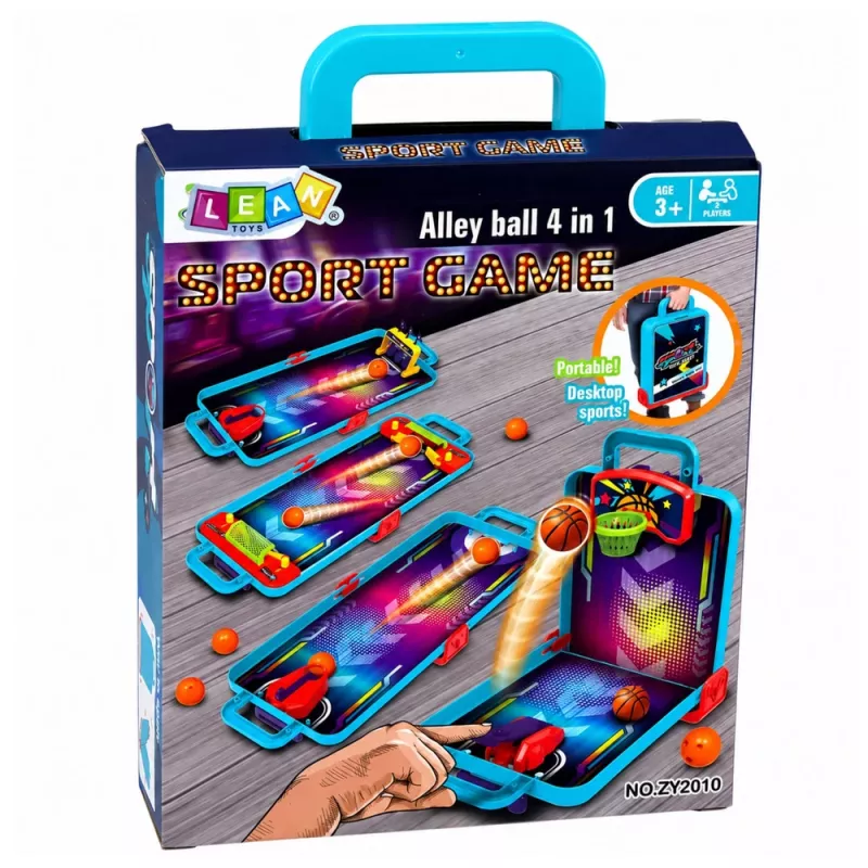 LEAN TOYS 3-in-1 Mini Arcade Game – Maletín portátil de baloncesto de mesa, pinball y bolos (multicolor)