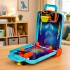 LEAN TOYS 3-in-1 Mini Arcade Game – Maletín portátil de baloncesto de mesa, pinball y bolos (multicolor)