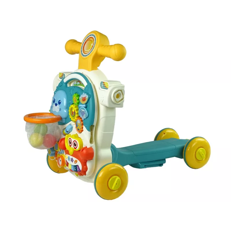 LEAN TOYS 4 en 1 cochecito-mesa de actividades-andador-triciclo para bebés azul