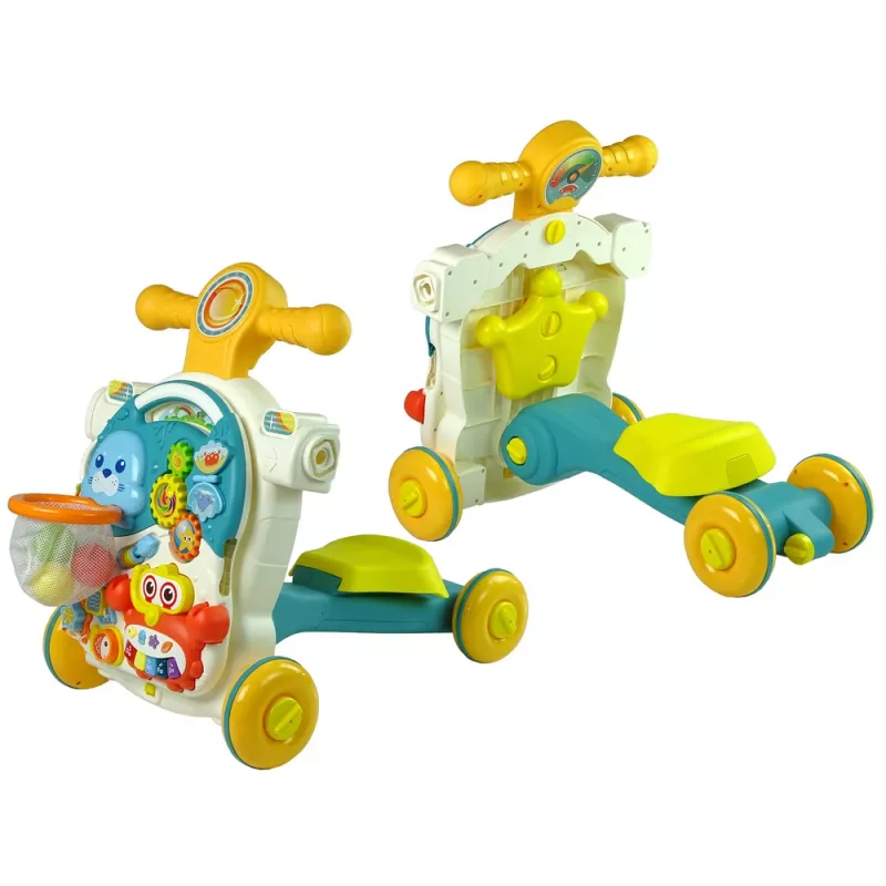 LEAN TOYS 4 en 1 cochecito-mesa de actividades-andador-triciclo para bebés azul