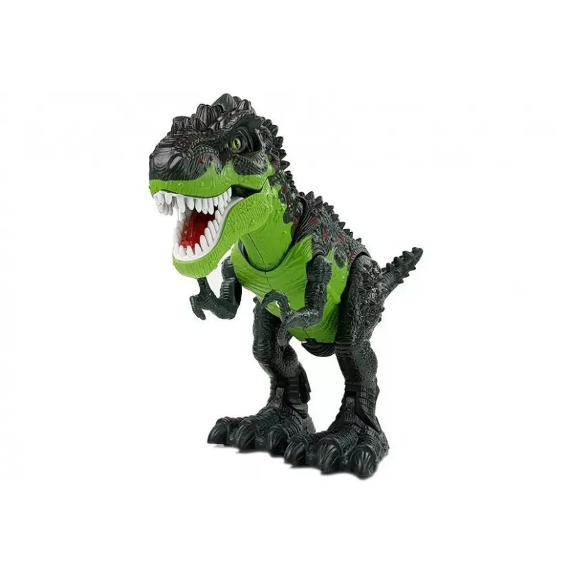 LEAN TOYS 7740 dinosaurio T-Rex interactivo a pilas con puesta de huevos, efecto de niebla, efectos de sonido y luz - verde