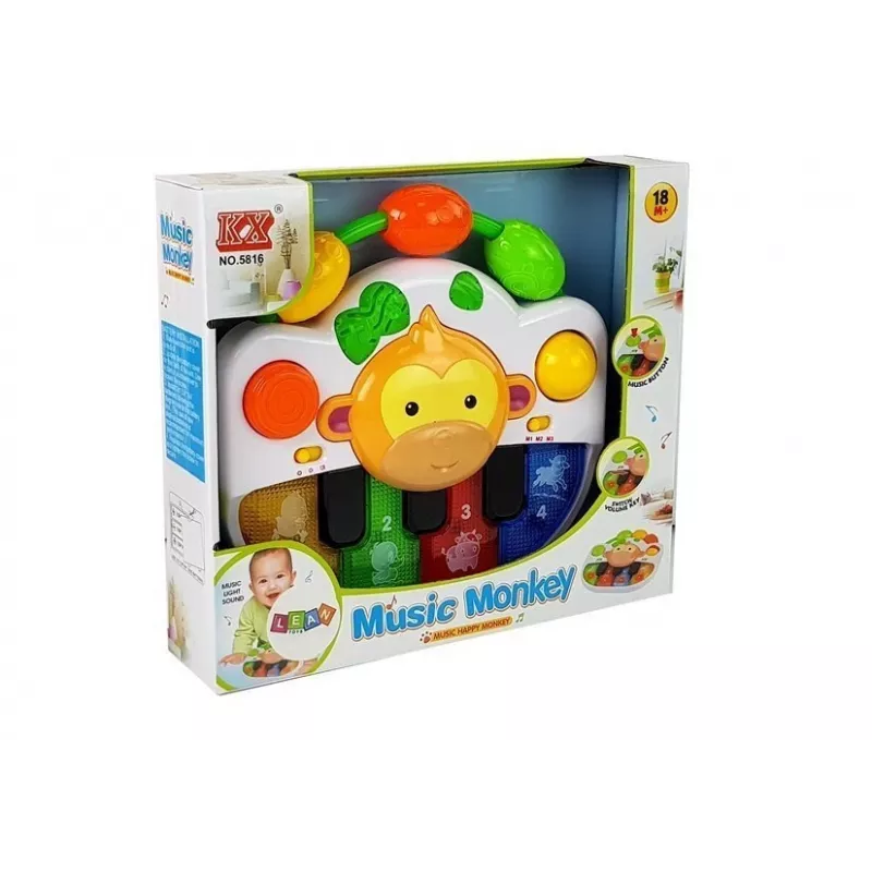 LEAN TOYS Piano con mono para bebé - Sonido y luz