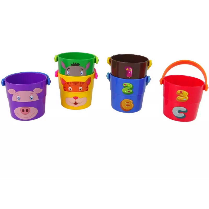 LEAN TOYS Set de cubos de colores con animales - una pirámide