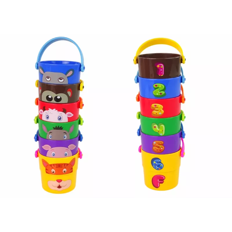 LEAN TOYS Set de cubos de colores con animales - una pirámide