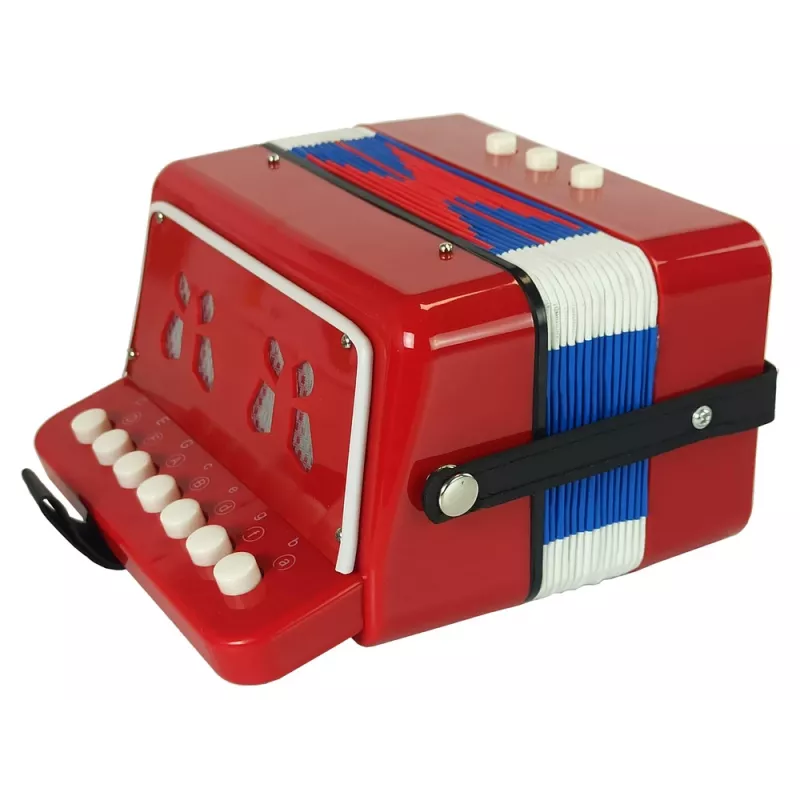 LEAN TOYS Acordeón para pequeños músicos – rojo, 7 teclas de tiple, diatónico, a partir de 3 años