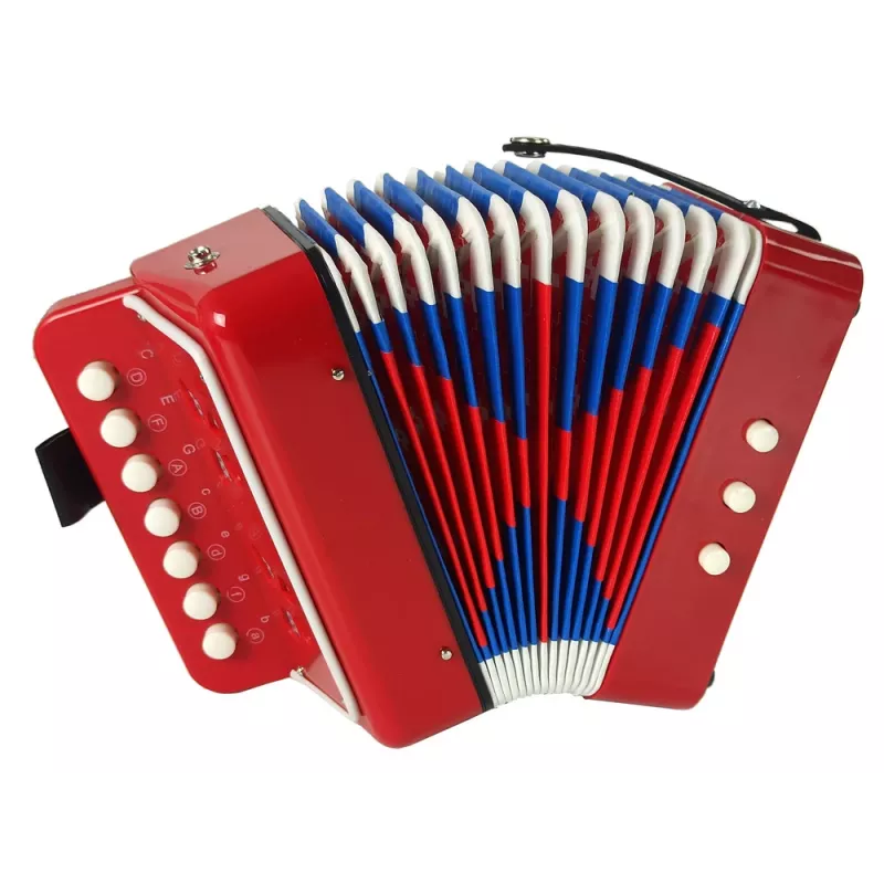 LEAN TOYS Acordeón para pequeños músicos – rojo, 7 teclas de tiple, diatónico, a partir de 3 años