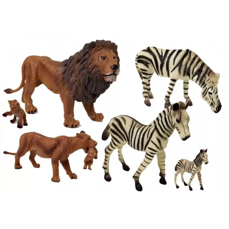 LEAN TOYS Animales salvajes de África león cebra familia set de figuras