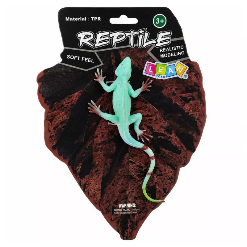 LEAN TOYS Agama Lizard Sailboat Figura de goma elástica realista 16 cm
