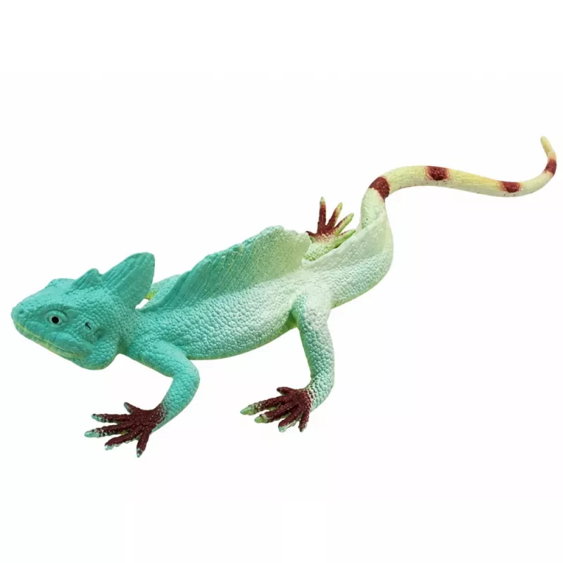 LEAN TOYS Agama Lizard Sailboat Figura de goma elástica realista 16 cm