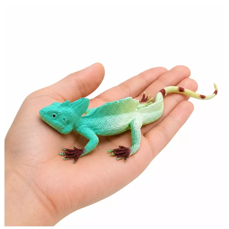 LEAN TOYS Agama Lizard Sailboat Figura de goma elástica realista 16 cm