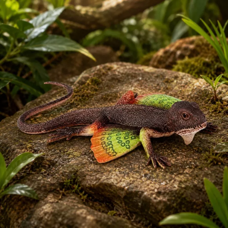 LEAN TOYS Agama Lizard Webbed Figura de goma elástica realista 13 cm