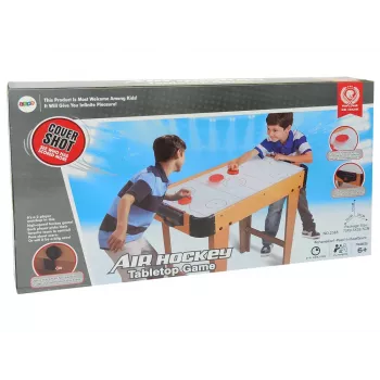 LEAN TOYS mesa de juego de air hockey con futbolín, 2 en 1, ventilador eléctrico, MDF, negro