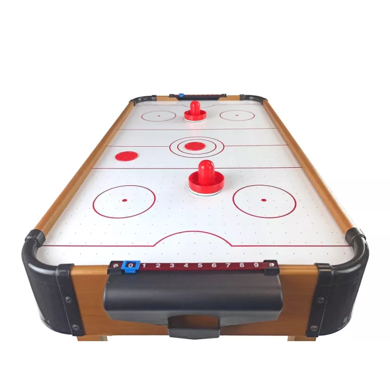 LEAN TOYS mesa de juego de air hockey con futbolín, 2 en 1, ventilador eléctrico, MDF, negro