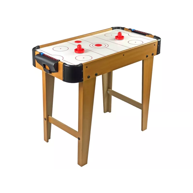 LEAN TOYS mesa de juego de air hockey con futbolín, 2 en 1, ventilador eléctrico, MDF, negro