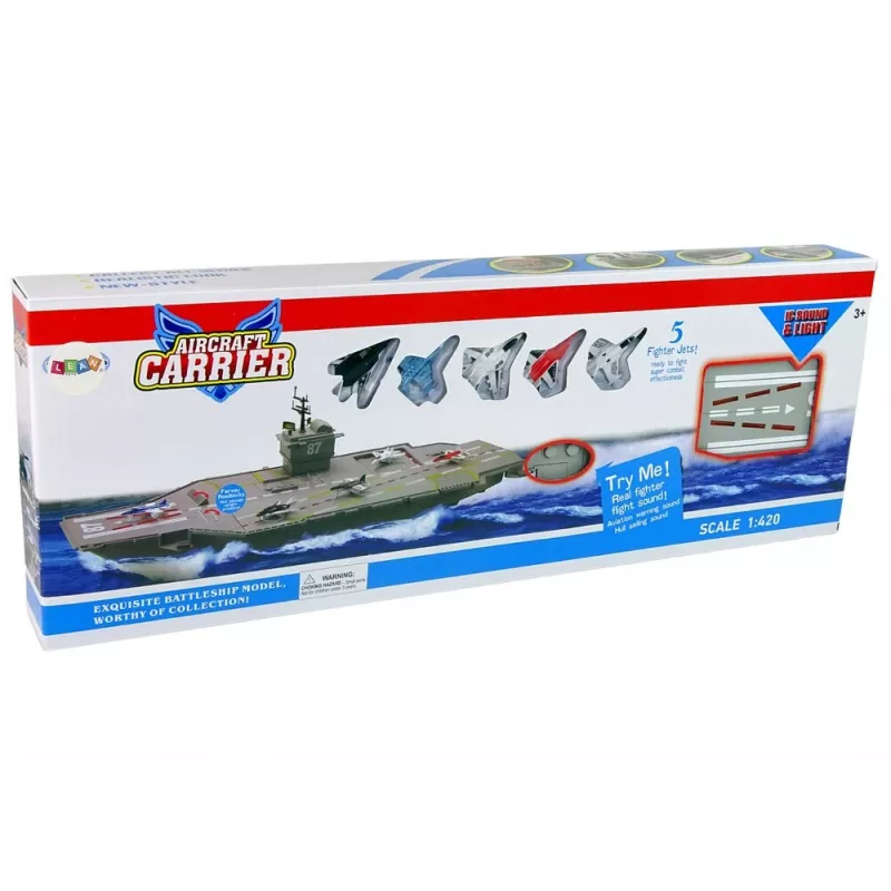 LEAN TOYS Portaaviones con jets 5 uds. sonido y luz