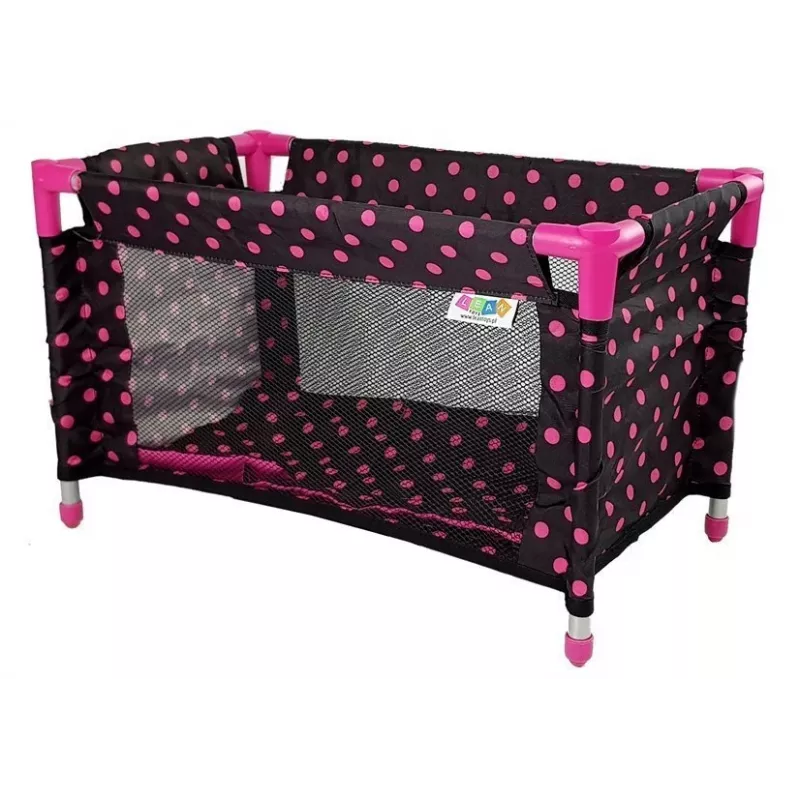 LEAN TOYS Alice Black con cama rosa para muñecas