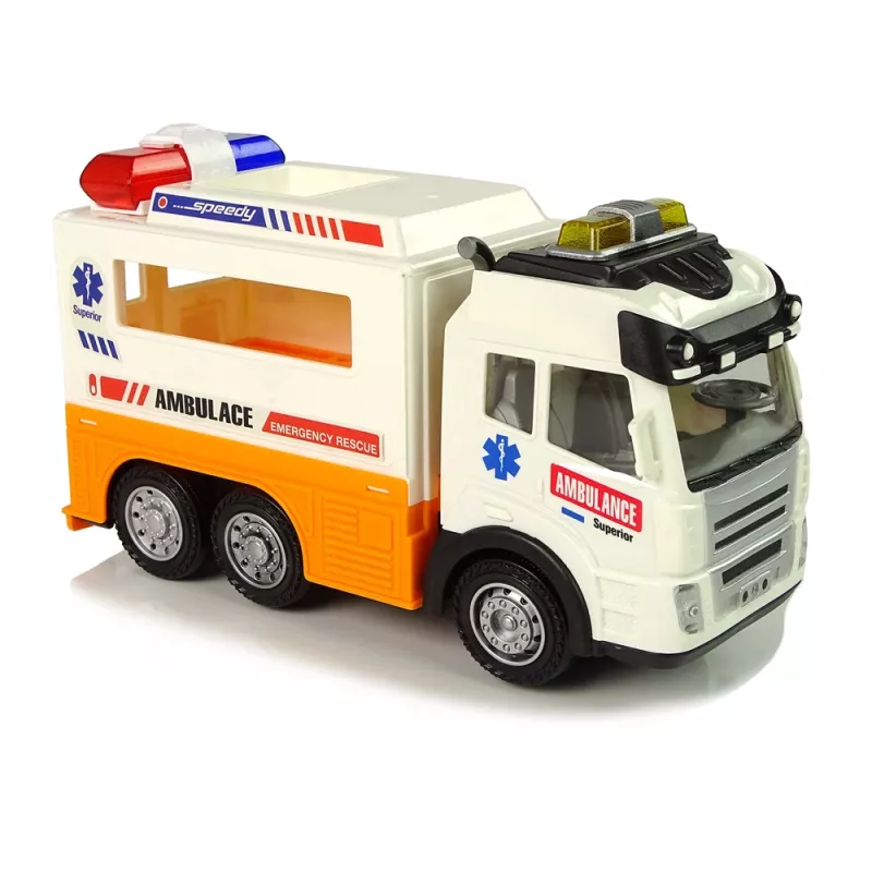 LEAN TOYS Ambulancia coche a batería con luz y sonido