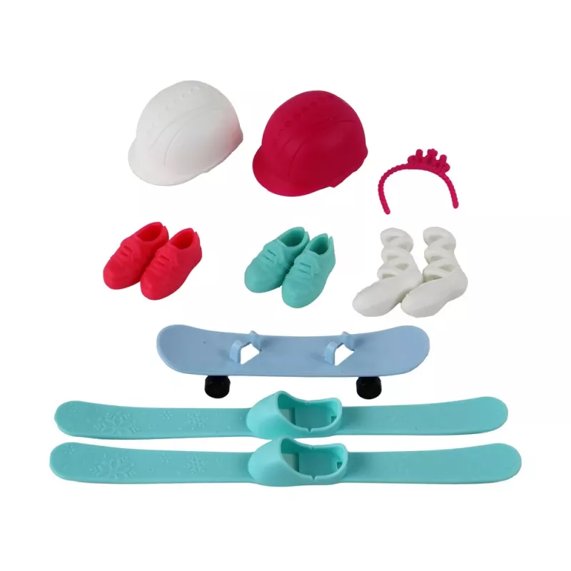 LEAN TOYS Muñeca Anlily niña con 4 accesorios de esquí deportivo