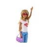 LEAN TOYS Muñeca infantil Anlily con largos cabellos rubios, bolso, gafas, blusa blanca