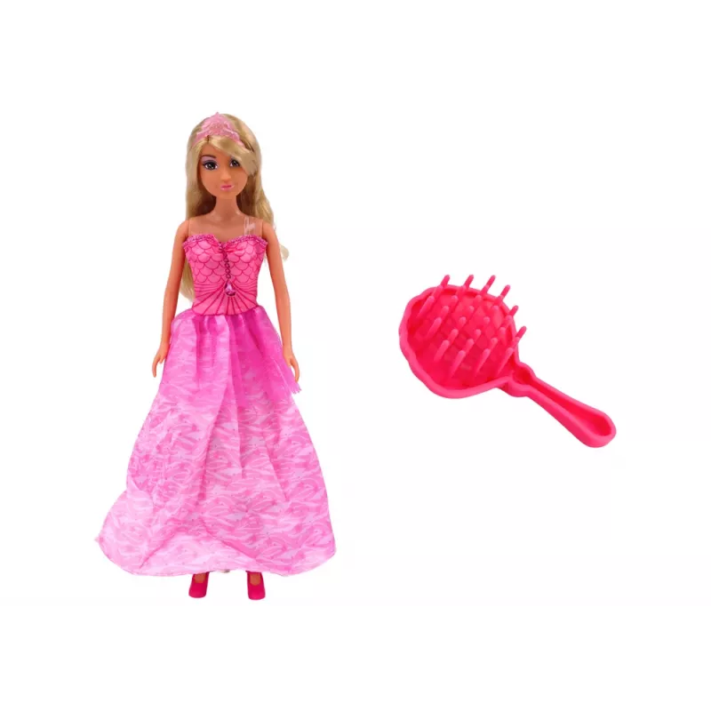 LEAN TOYS Muñeca princesa sirena Anlily con vestido rosa y cepillo