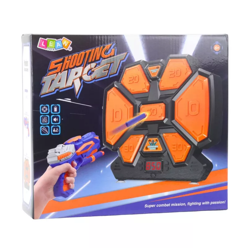 LEAN TOYS Pistola de juego arcade dardos de espuma diana electrónica contador