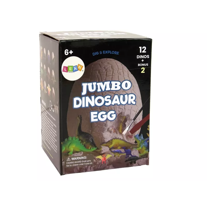 LEAN TOYS Set de excavación arqueológica Huevo gigante 12 figuras de dinosaurios