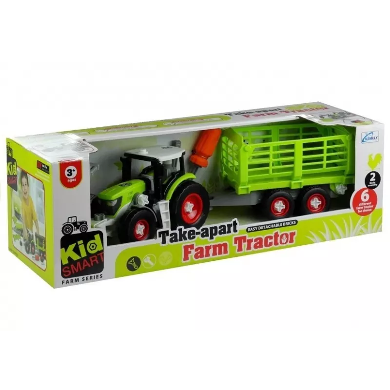 LEAN TOYS Tractor de montaje con remolque abierto 43 cm