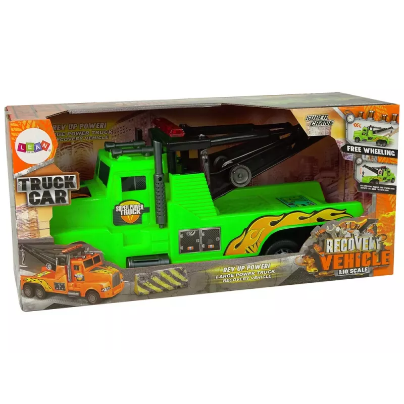 LEAN TOYS Coche grúa de asistencia en carretera 1:10 verde cuerda
