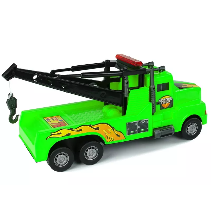 LEAN TOYS Coche grúa de asistencia en carretera 1:10 verde cuerda
