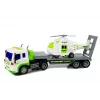LEAN TOYS Camión portacoches a pilas 1:16 con helicóptero