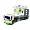 LEAN TOYS Camión portacoches a pilas 1:16 con helicóptero