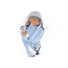 LEAN TOYS Muñeca bebé 46 cm chupete azul manta de estrellas