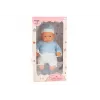 LEAN TOYS Muñeca bebé 46 cm azul chupete gorro calcetines