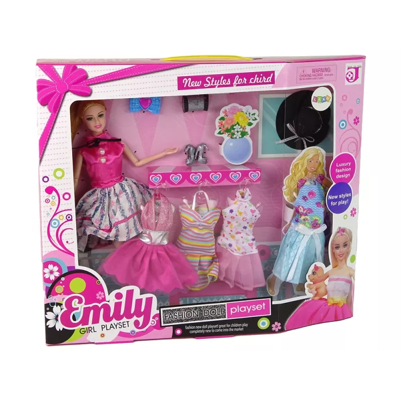 LEAN TOYS Muñeca bebé Emily con accesorios y vestidos extraíbles